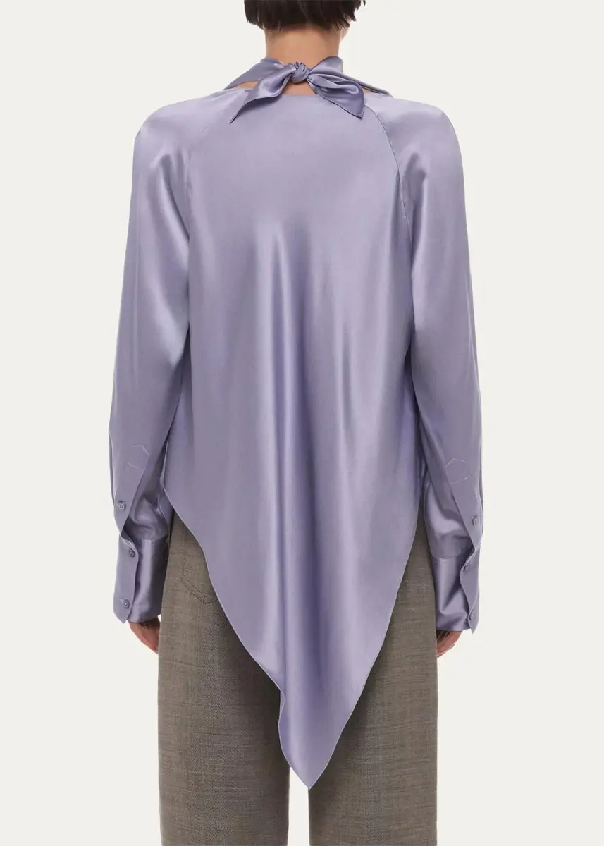 Helmut Lang Silk Long-Sleeve Tieneck Top | Thumbnail 3 Helmut Lang Silk Long-Sleeve Tieneck Top | Thumbnail 3