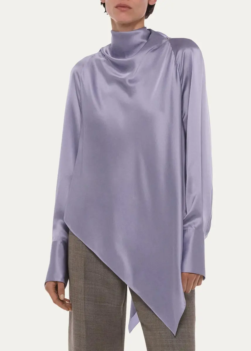 Helmut Lang Silk Long-Sleeve Tieneck Top | Thumbnail 4 Helmut Lang Silk Long-Sleeve Tieneck Top | Thumbnail 4