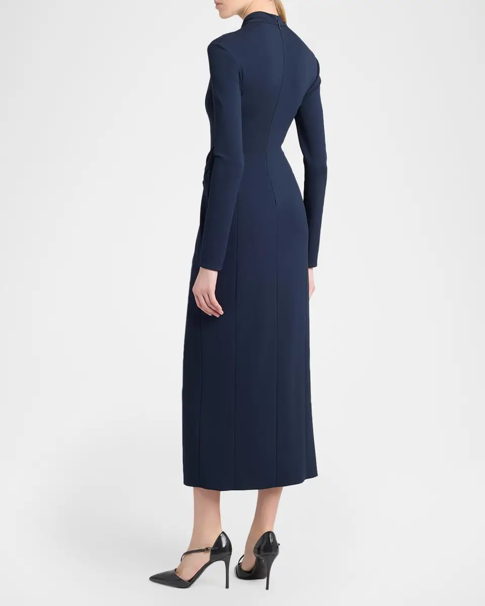 Giorgio Armani Twisted Keyhole Long-Sleeve Midi Dress | Thumbnail 3