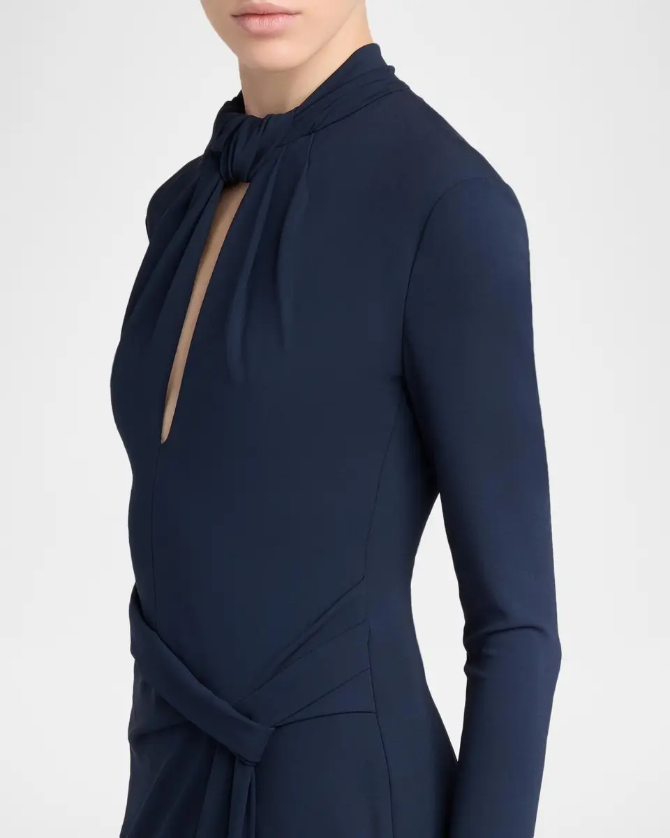 Giorgio Armani Twisted Keyhole Long-Sleeve Midi Dress | Thumbnail 5
