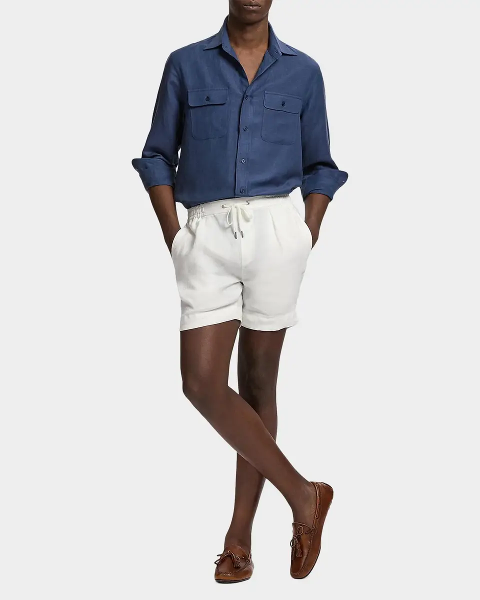 Ralph Lauren Purple Label Men's Silk-Linen Button-Front Shirt | Thumbnail 2 Ralph Lauren Purple Label Men's Silk-Linen Button-Front Shirt | Thumbnail 2