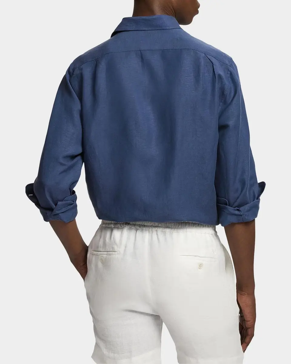 Ralph Lauren Purple Label Men's Silk-Linen Button-Front Shirt | Thumbnail 3 Ralph Lauren Purple Label Men's Silk-Linen Button-Front Shirt | Thumbnail 3