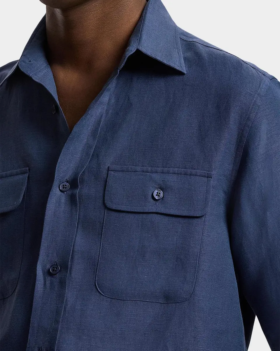 Ralph Lauren Purple Label Men's Silk-Linen Button-Front Shirt | Thumbnail 5 Ralph Lauren Purple Label Men's Silk-Linen Button-Front Shirt | Thumbnail 5