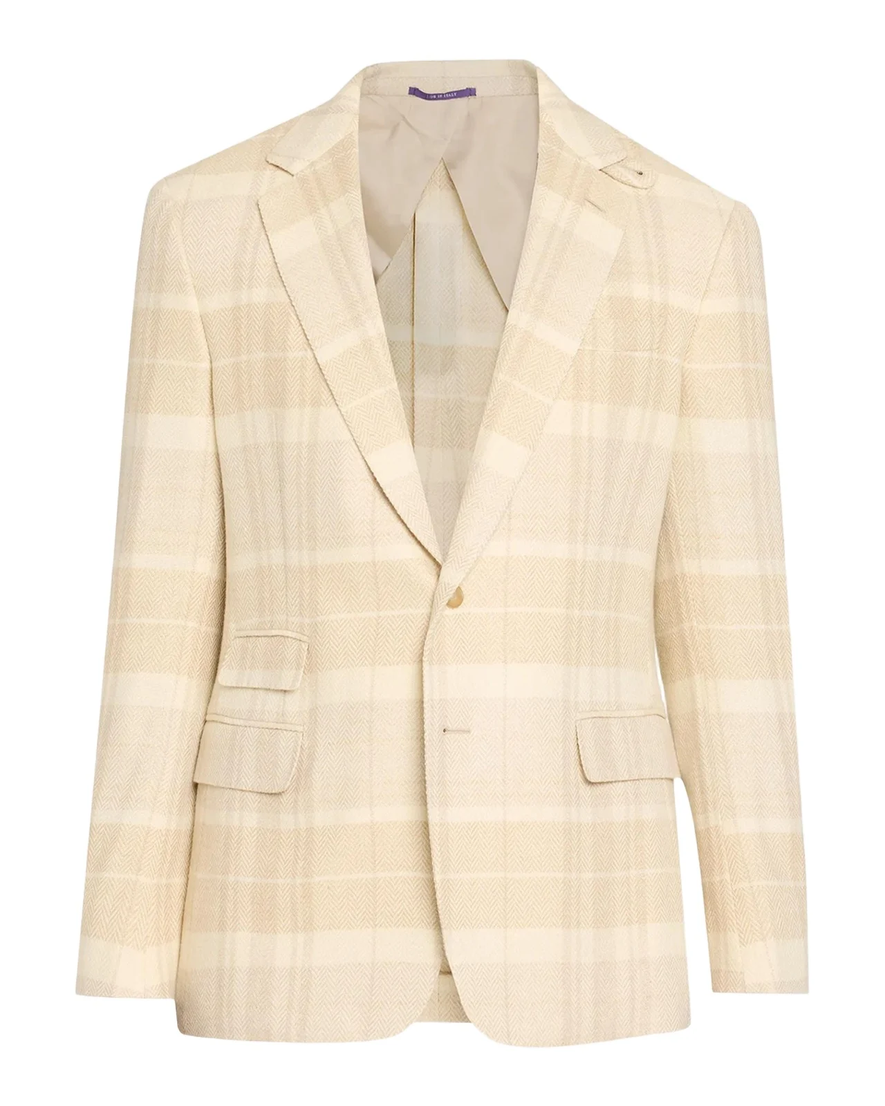 Ralph Lauren Purple Label Kent Plaid Silk-Linen-Cashmere Single-Breasted Sport Coat