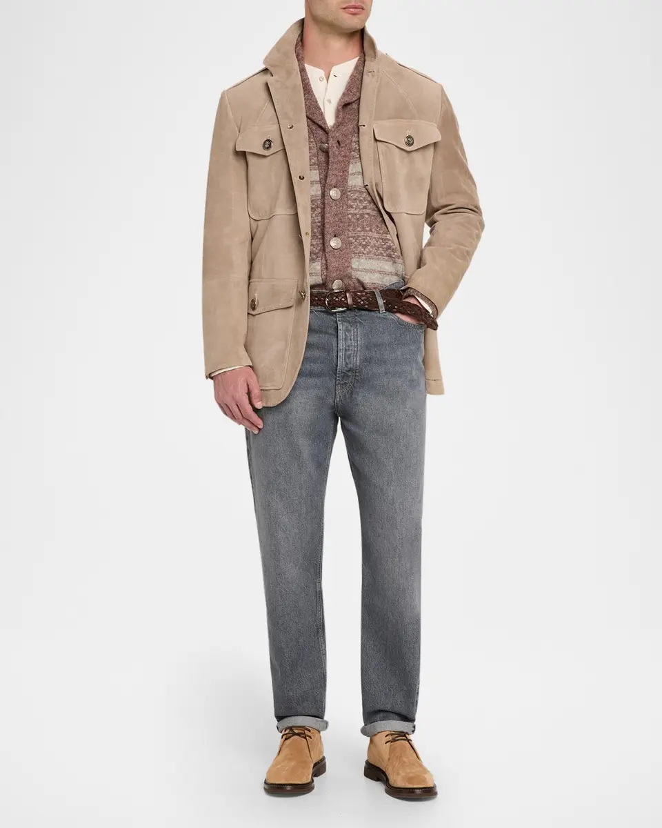 Brunello Cucinelli Men's Fair Isle-Inspired Alpaca-Blend Cardigan | Thumbnail 2 Brunello Cucinelli Men's Fair Isle-Inspired Alpaca-Blend Cardigan | Thumbnail 2