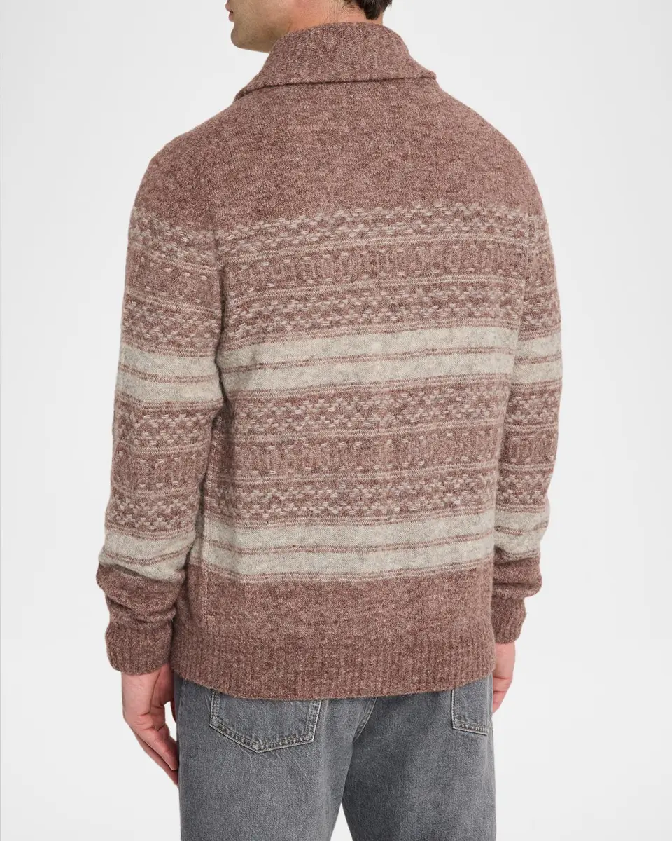 Brunello Cucinelli Men's Fair Isle-Inspired Alpaca-Blend Cardigan | Thumbnail 3 Brunello Cucinelli Men's Fair Isle-Inspired Alpaca-Blend Cardigan | Thumbnail 3