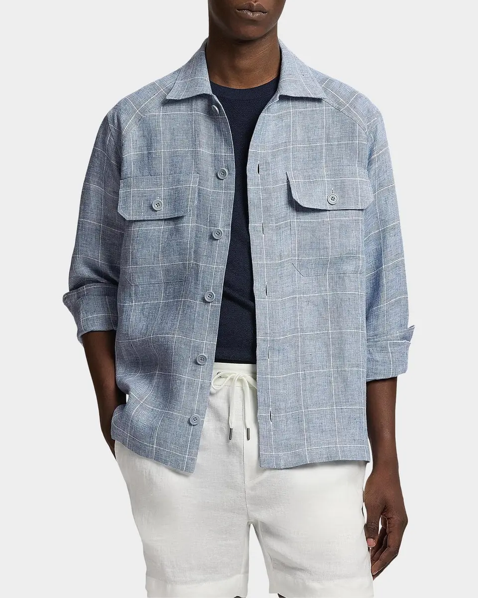 Ralph Lauren Purple Label Windowpane Glen Plaid Linen Sport Shirt | Thumbnail 4 Ralph Lauren Purple Label Windowpane Glen Plaid Linen Sport Shirt | Thumbnail 4