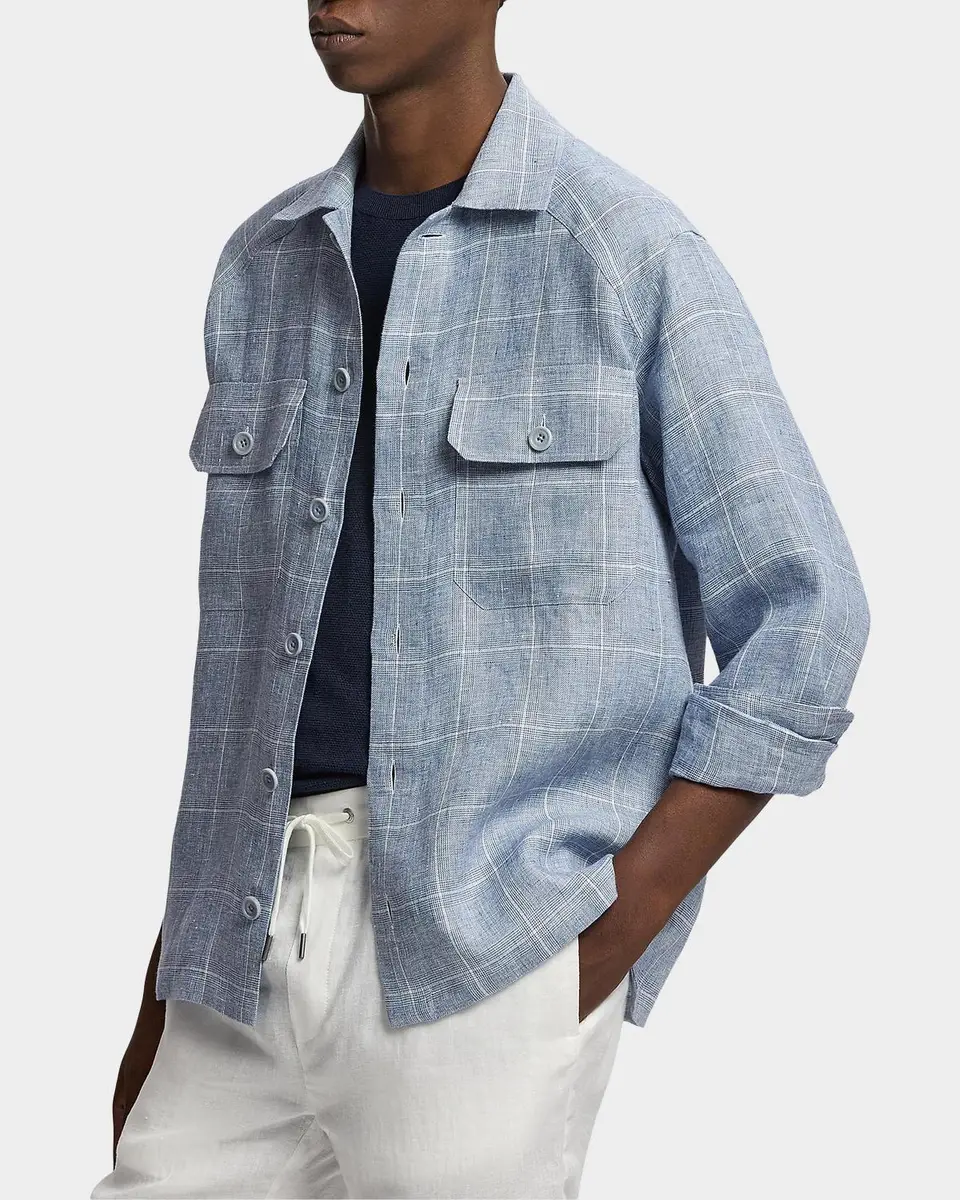 Ralph Lauren Purple Label Windowpane Glen Plaid Linen Sport Shirt | Thumbnail 6 Ralph Lauren Purple Label Windowpane Glen Plaid Linen Sport Shirt | Thumbnail 6