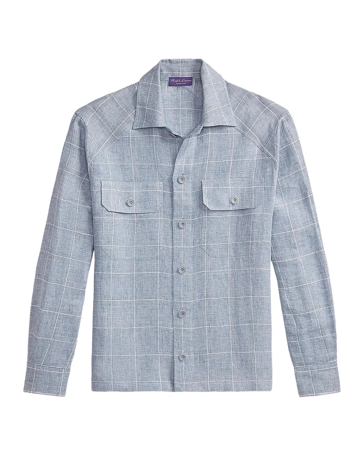 Windowpane Glen Plaid Linen Sport Shirt