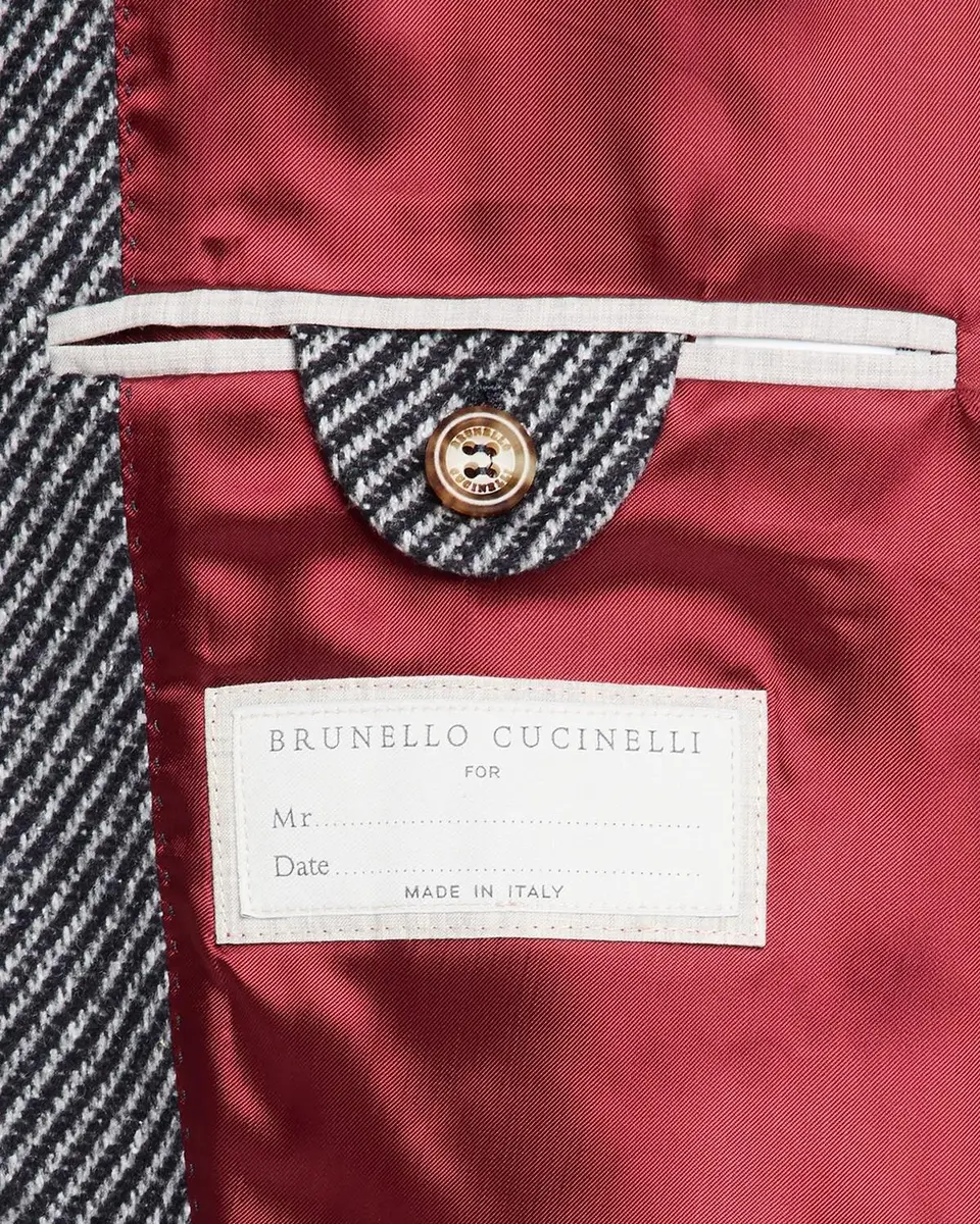 Brunello Cucinelli Men's Cashmere and Silk Diagonal Stripe Sport Coat | Thumbnail 6