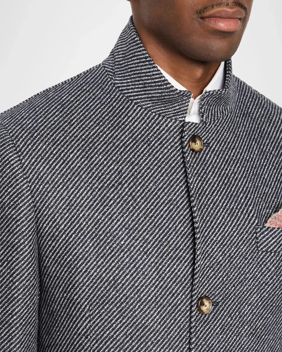 Brunello Cucinelli Men's Cashmere and Silk Diagonal Stripe Sport Coat | Thumbnail 7