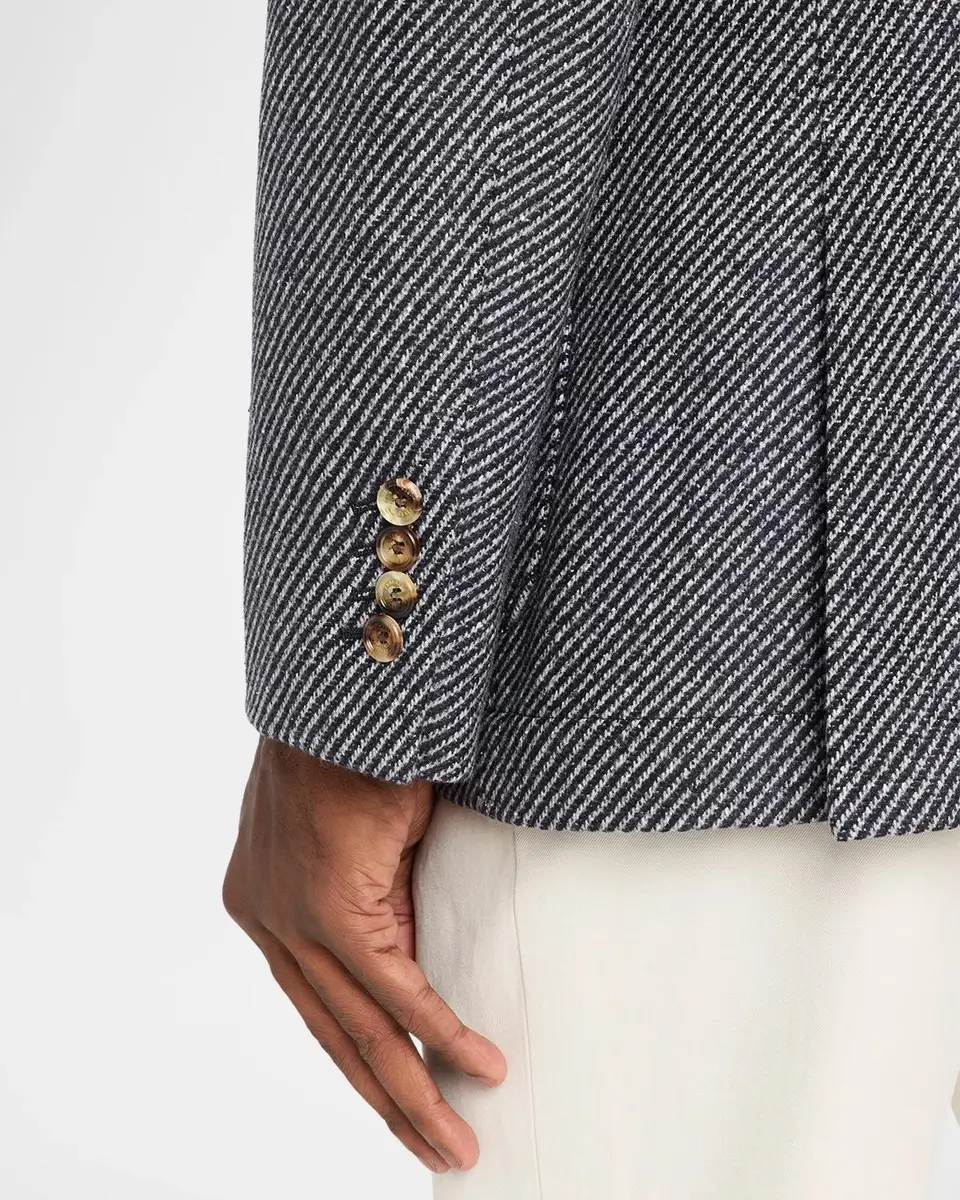 Brunello Cucinelli Men's Cashmere and Silk Diagonal Stripe Sport Coat | Thumbnail 8