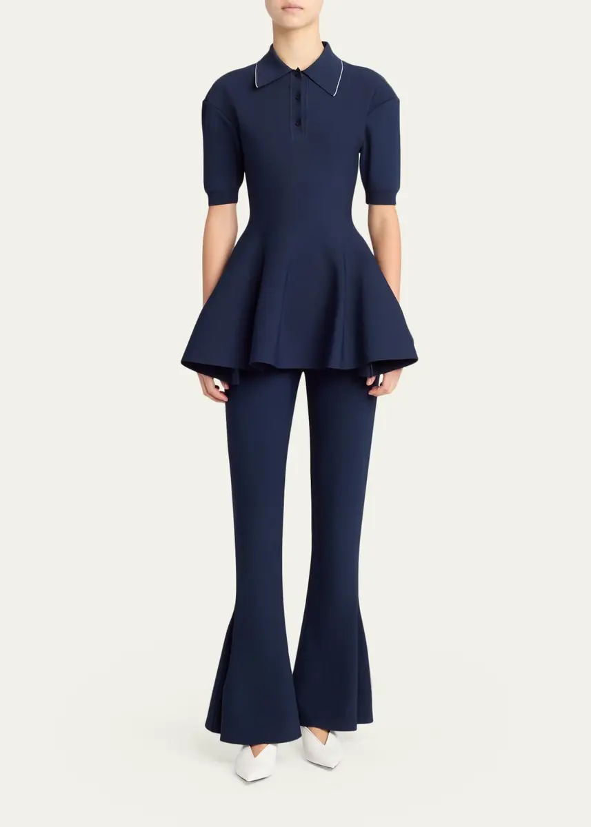Stella McCartney Compact Knit Peplum Flare Pants | Thumbnail 2