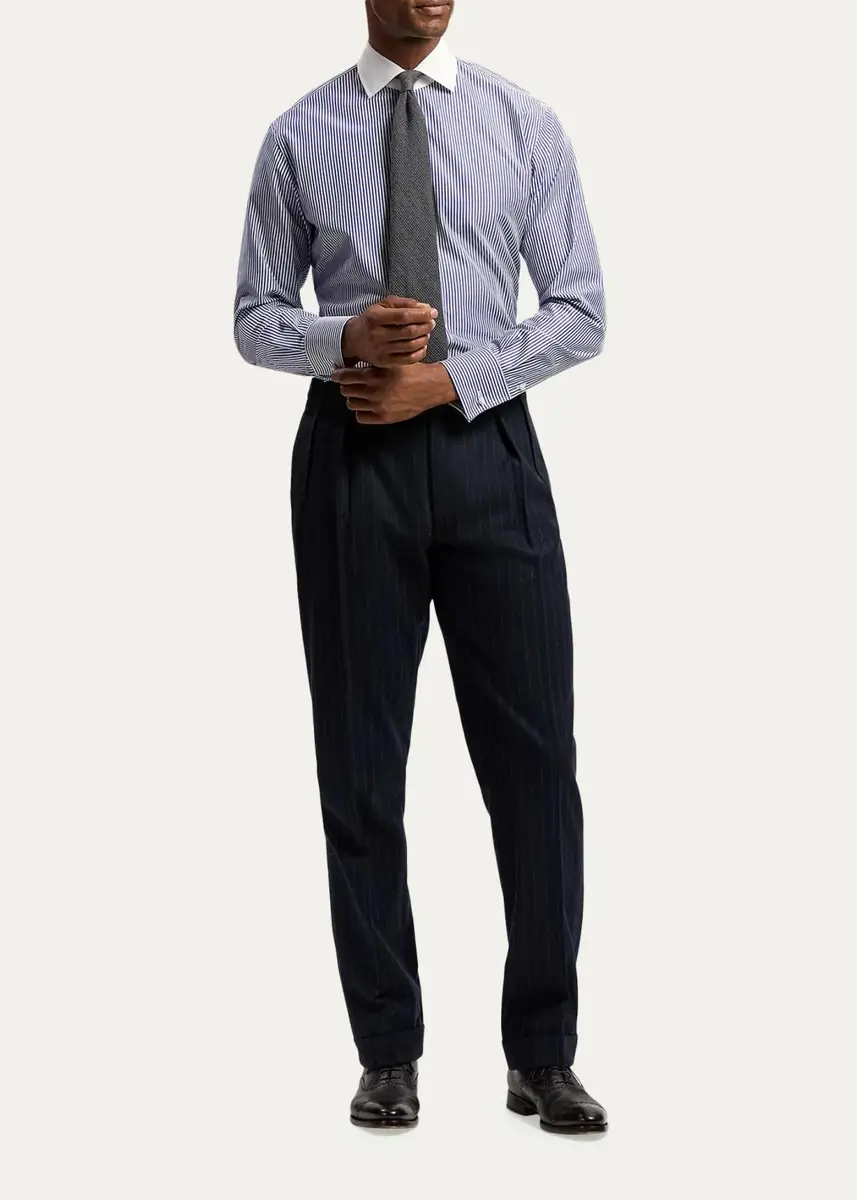 Ralph Lauren Purple Label Men's Striped Poplin French Cuff Shirt | Thumbnail 2 Ralph Lauren Purple Label Men's Striped Poplin French Cuff Shirt | Thumbnail 2