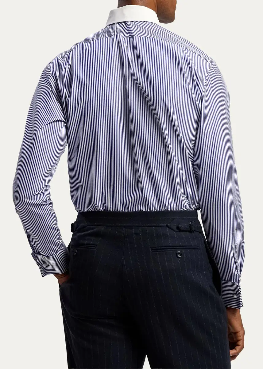 Ralph Lauren Purple Label Men's Striped Poplin French Cuff Shirt | Thumbnail 3 Ralph Lauren Purple Label Men's Striped Poplin French Cuff Shirt | Thumbnail 3