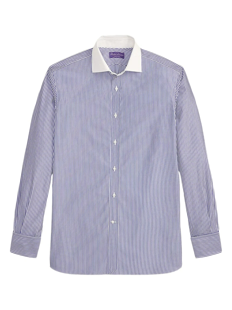 Ralph Lauren Purple Label Men's Striped Poplin French Cuff Shirt