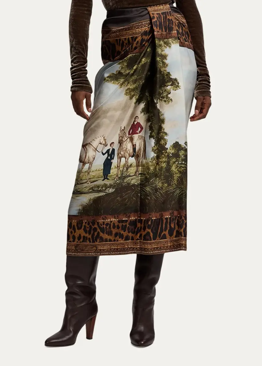 Ralph Lauren Collection Debbie Scenic-Print Silk Twill Skirt | Thumbnail 4 Ralph Lauren Collection Debbie Scenic-Print Silk Twill Skirt | Thumbnail 4