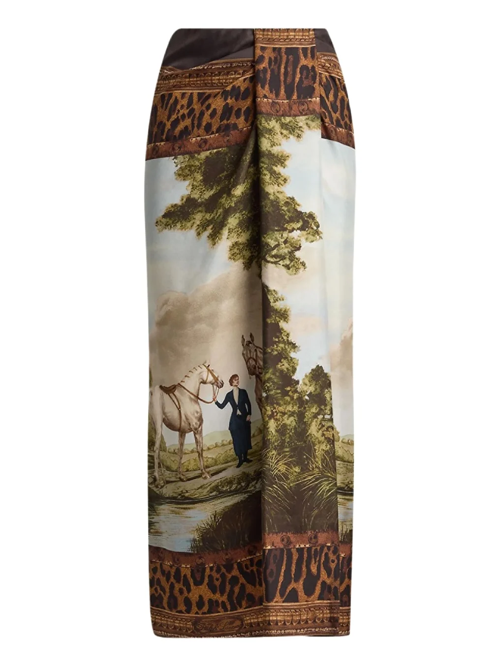 Debbie Scenic-Print Silk Twill Skirt