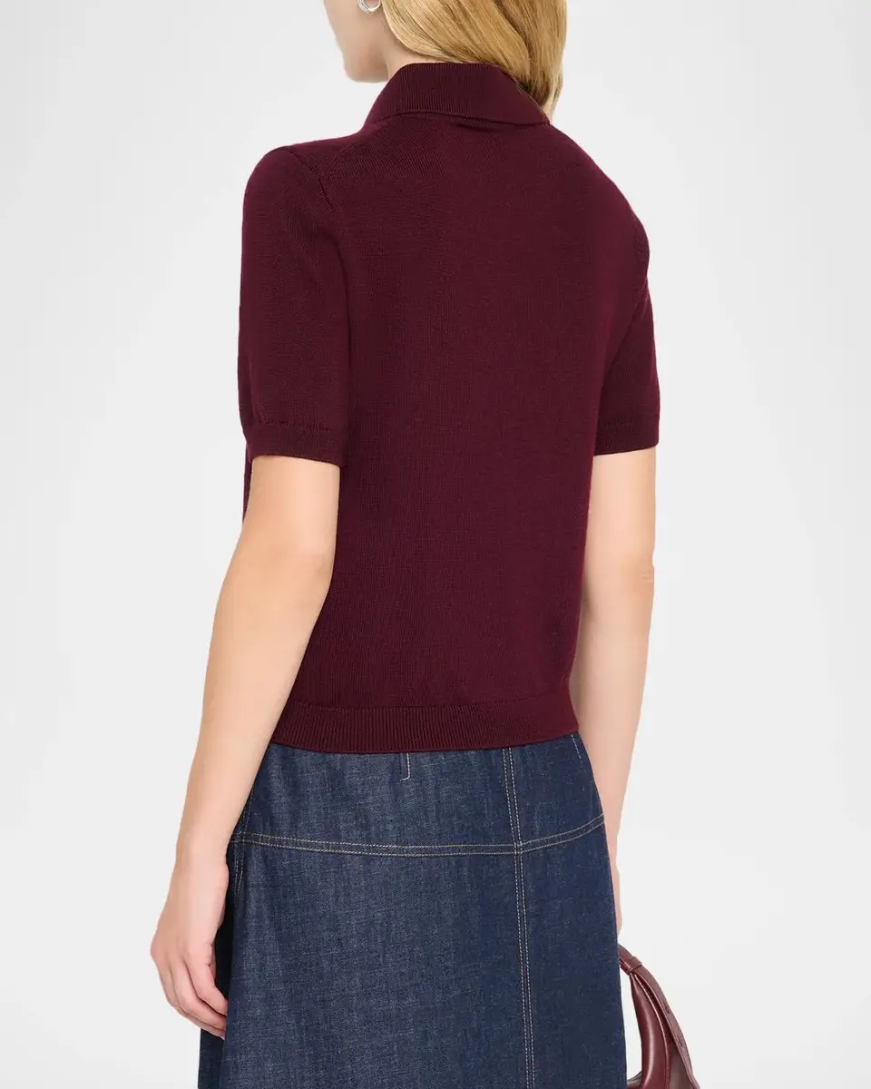 TANYA TAYLOR Embellished Wool Collared Top | Thumbnail 3