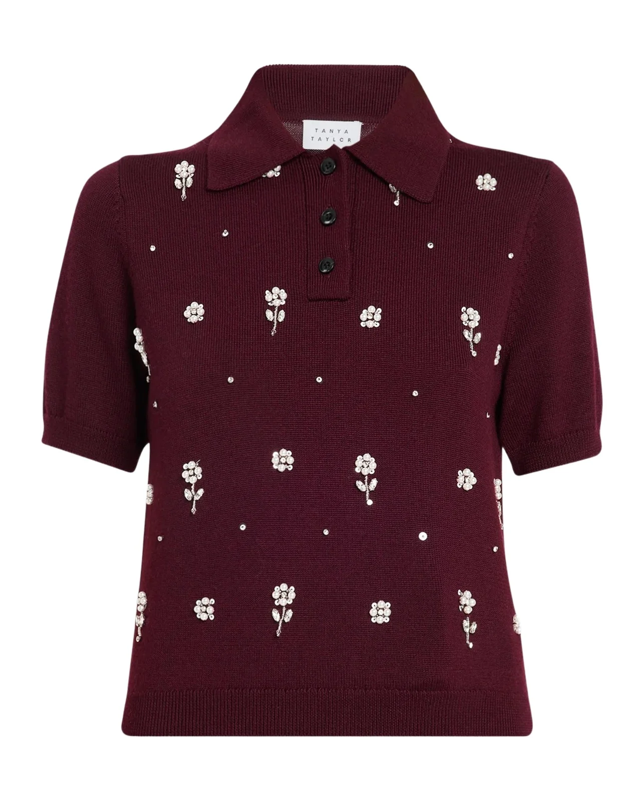 Embellished Wool Collared Top Embellished Wool Collared Top