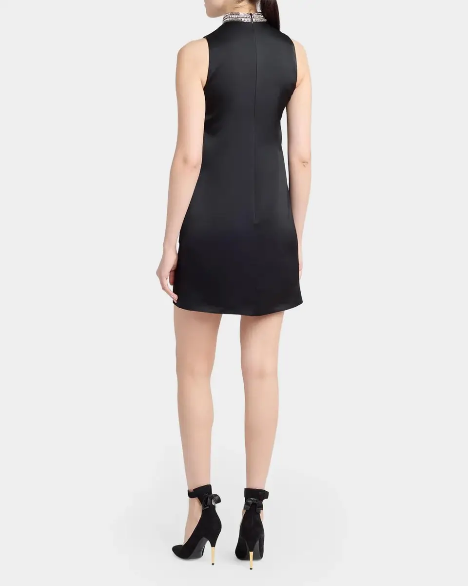 Valentino Garavani Embroidered Choker V-Neck Satin Mini Dress | Thumbnail 3 Valentino Garavani Embroidered Choker V-Neck Satin Mini Dress | Thumbnail 3