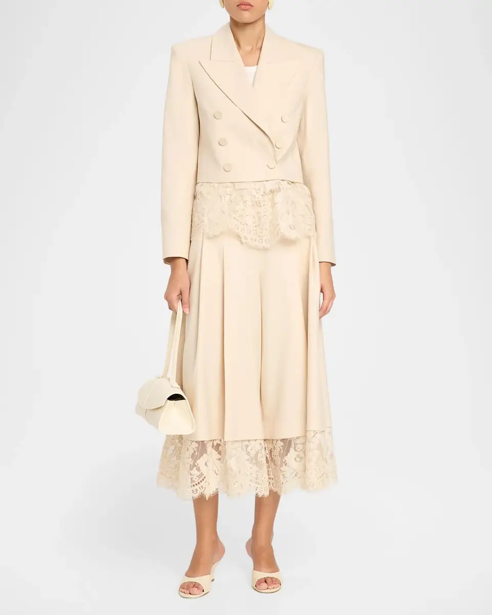 Zimmermann Valiant Lace-Hem Stretch-Wool Skirt | Thumbnail 2 Zimmermann Valiant Lace-Hem Stretch-Wool Skirt | Thumbnail 2