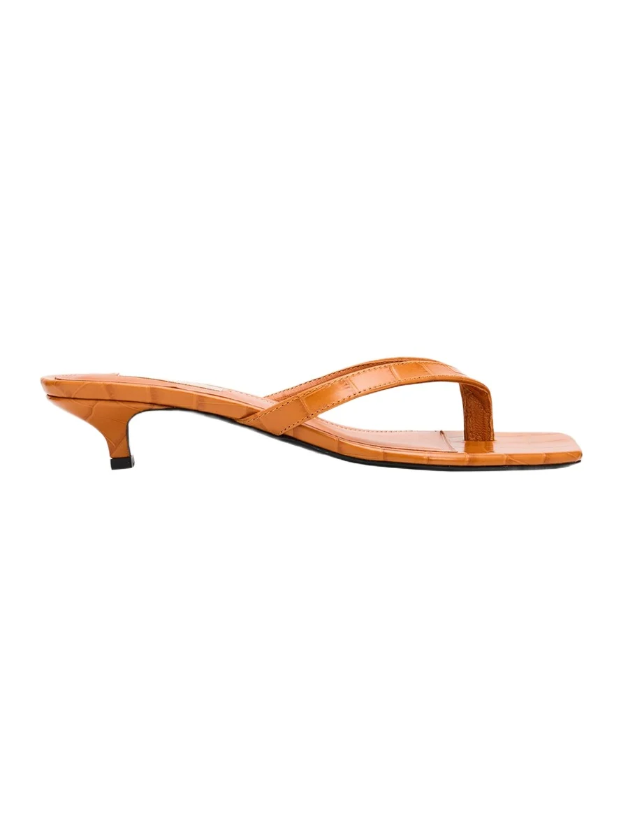TOTEME 35mm Croc-Embossed Leather Heeled Flip Flops