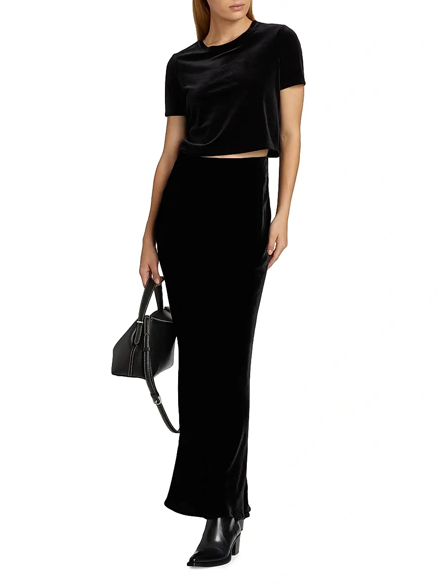 L'Agence Women's Zeta Velvet Maxi Skirt | Thumbnail 2