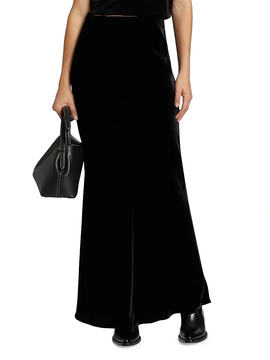 L'Agence Women's Zeta Velvet Maxi Skirt | Thumbnail 3