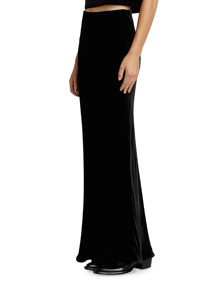 L'Agence Women's Zeta Velvet Maxi Skirt | Thumbnail 4