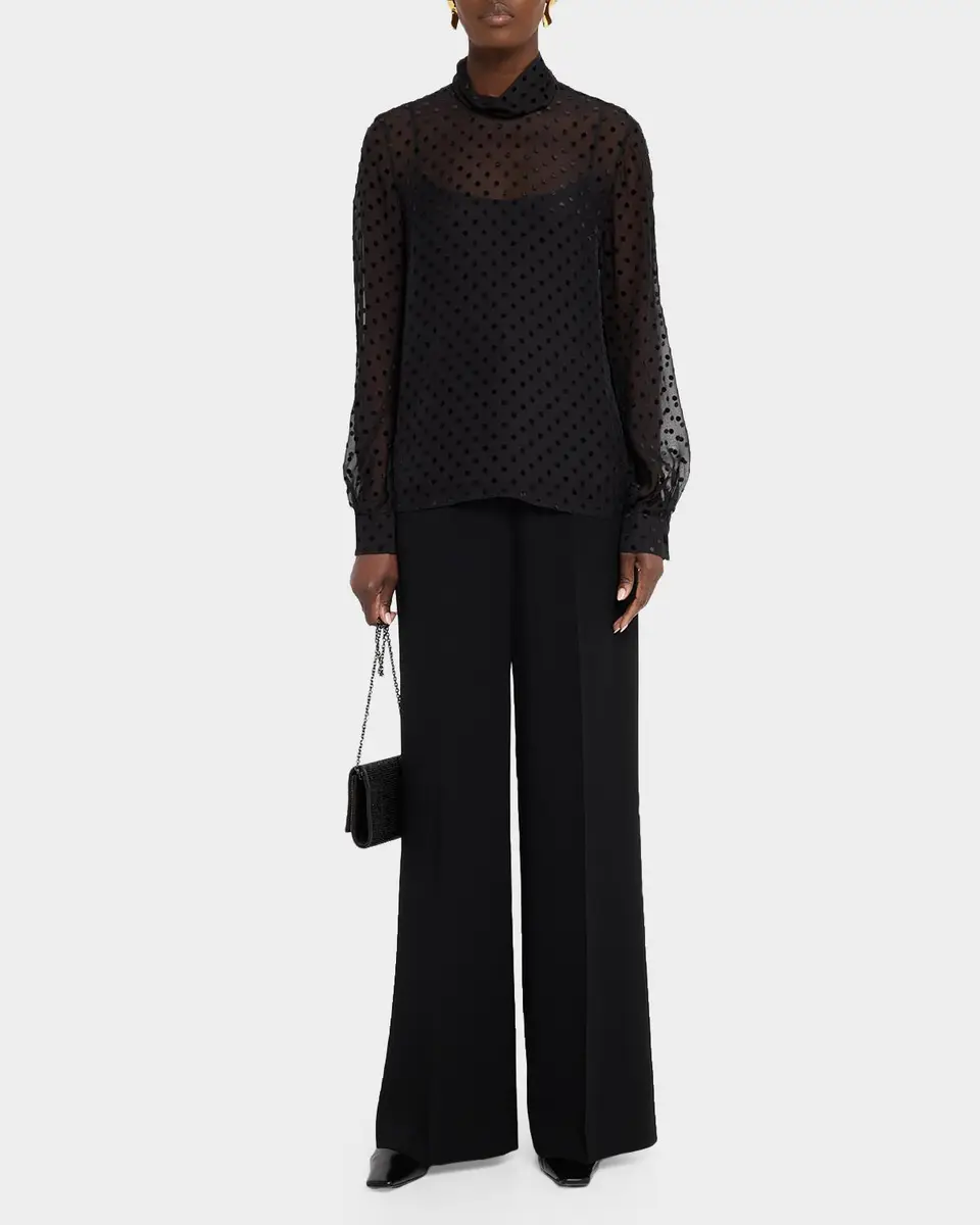 Lafayette 148 New York Polka Dot High-Neck Blouse | Thumbnail 2 Lafayette 148 New York Polka Dot High-Neck Blouse | Thumbnail 2