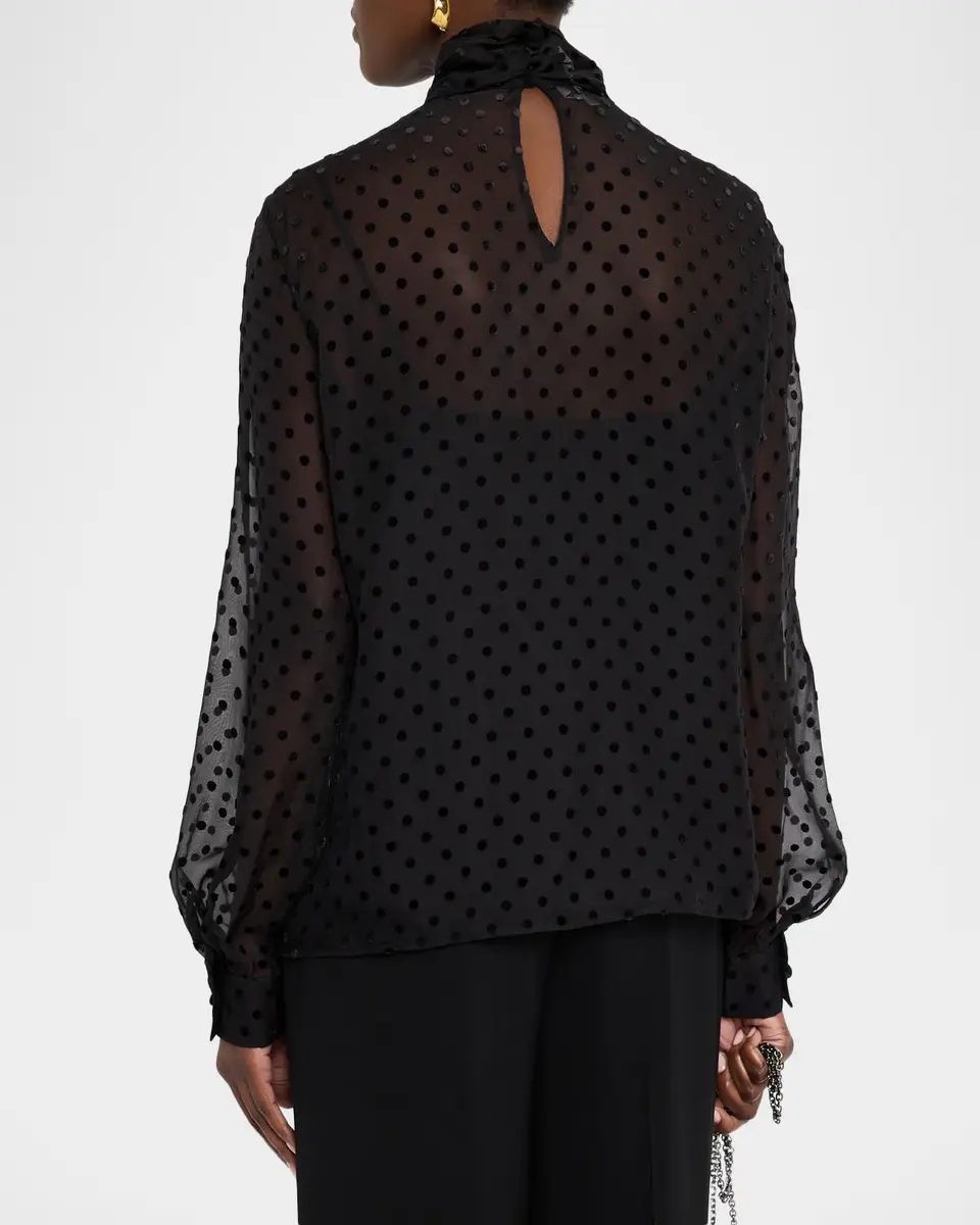 Lafayette 148 New York Polka Dot High-Neck Blouse | Thumbnail 3 Lafayette 148 New York Polka Dot High-Neck Blouse | Thumbnail 3