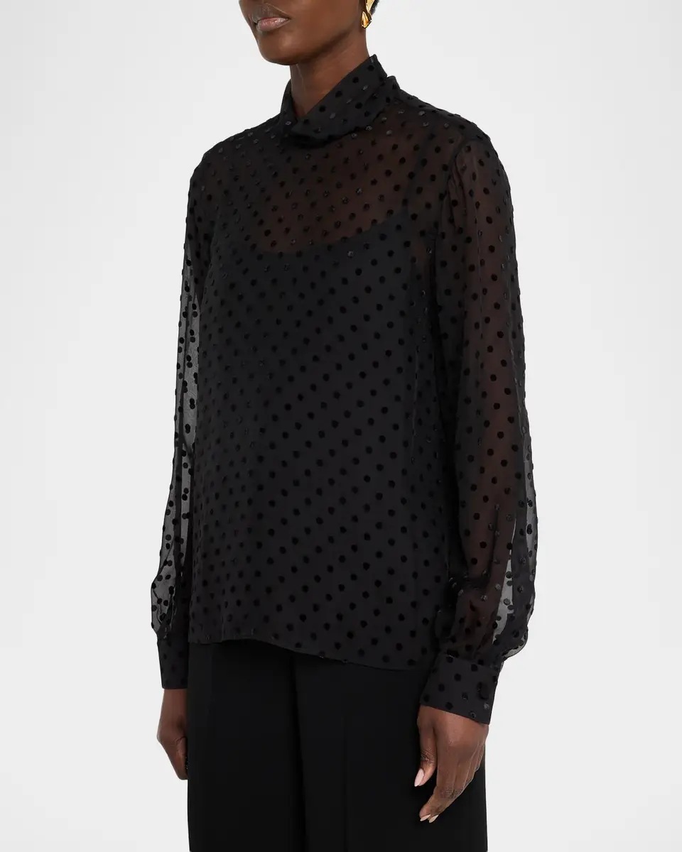 Lafayette 148 New York Polka Dot High-Neck Blouse | Thumbnail 4 Lafayette 148 New York Polka Dot High-Neck Blouse | Thumbnail 4