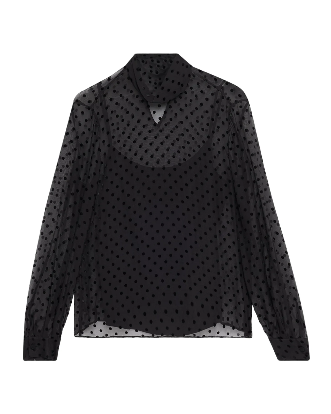Polka Dot High-Neck Blouse