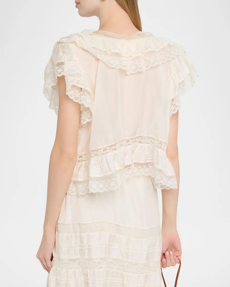 LoveShackFancy Persine Silk Ruffle Top | Thumbnail 3 LoveShackFancy Persine Silk Ruffle Top | Thumbnail 3