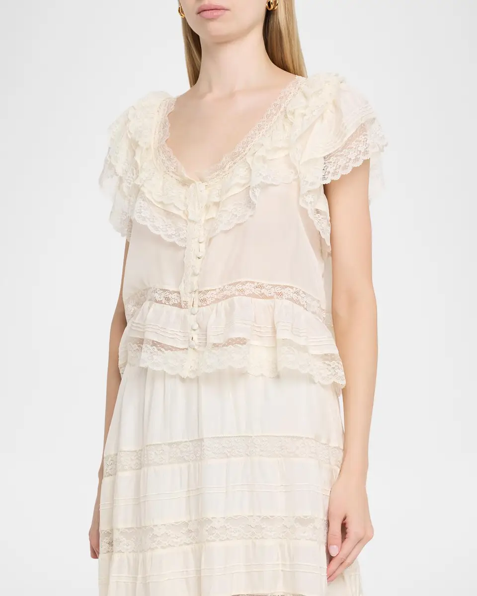 LoveShackFancy Persine Silk Ruffle Top | Thumbnail 4 LoveShackFancy Persine Silk Ruffle Top | Thumbnail 4