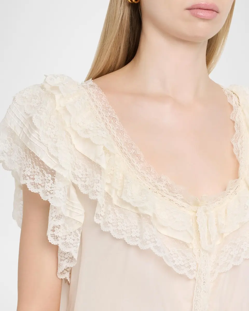 LoveShackFancy Persine Silk Ruffle Top | Thumbnail 5 LoveShackFancy Persine Silk Ruffle Top | Thumbnail 5