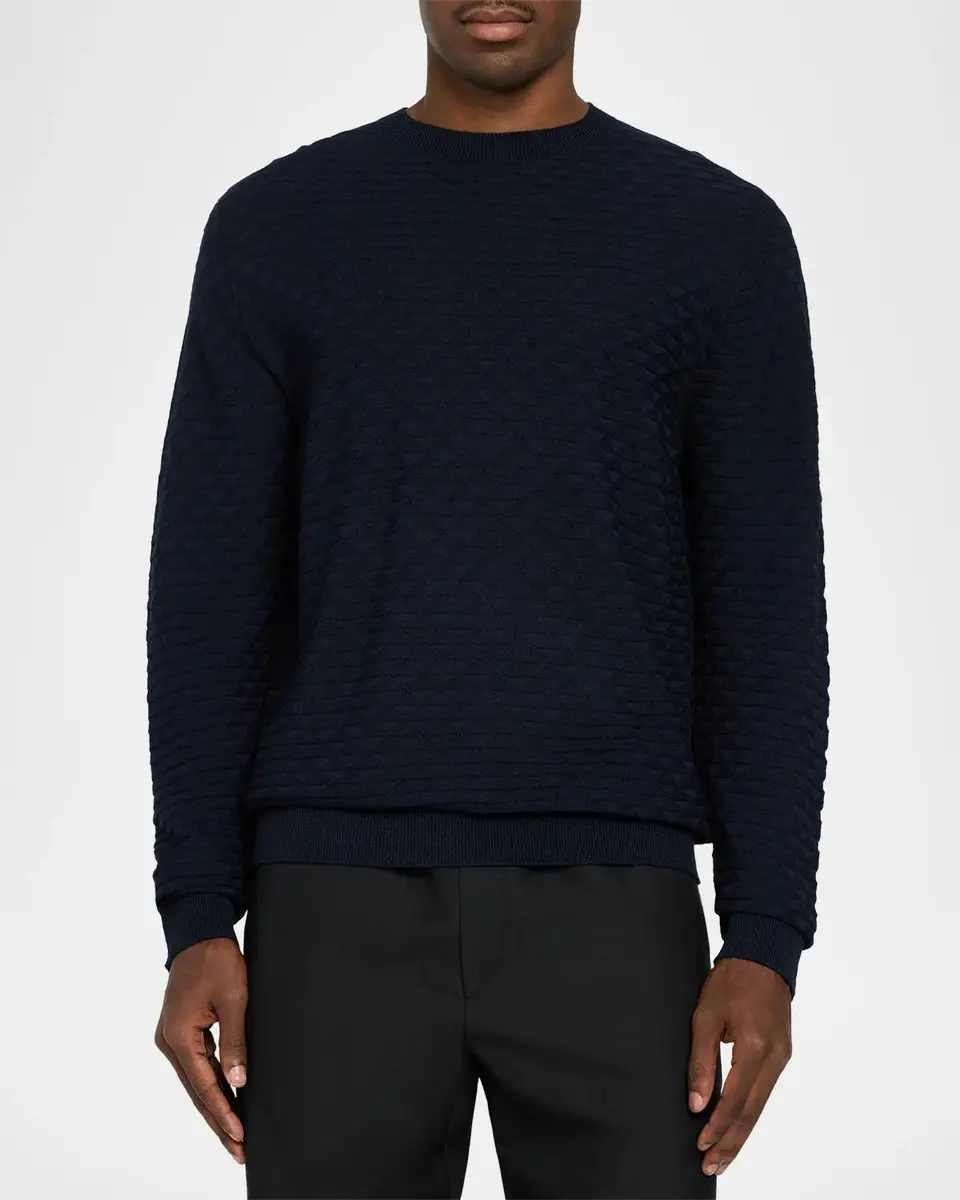 Giorgio Armani Geometric Textured Virgin Wool Crewneck Sweater | Thumbnail 4