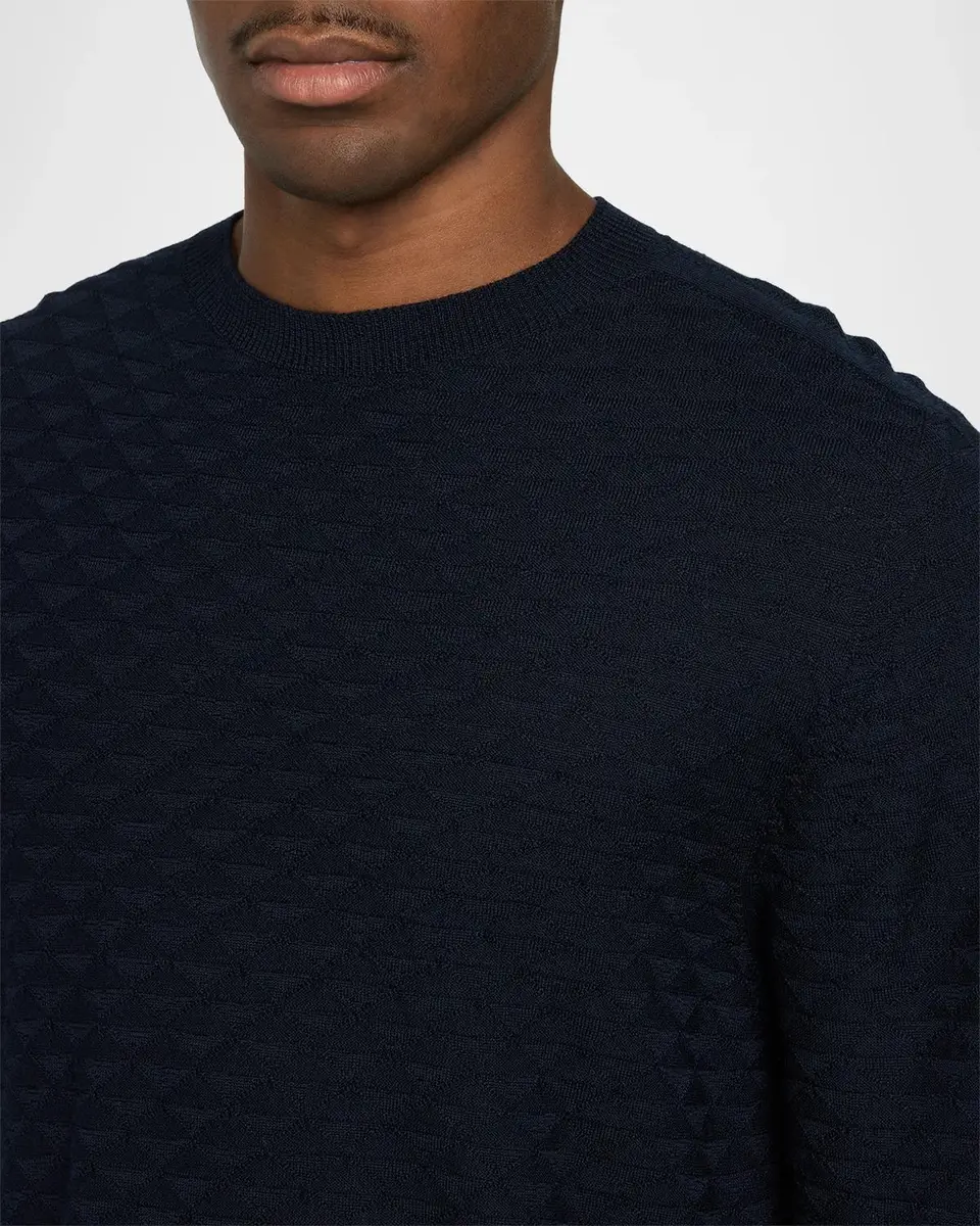 Giorgio Armani Geometric Textured Virgin Wool Crewneck Sweater | Thumbnail 5