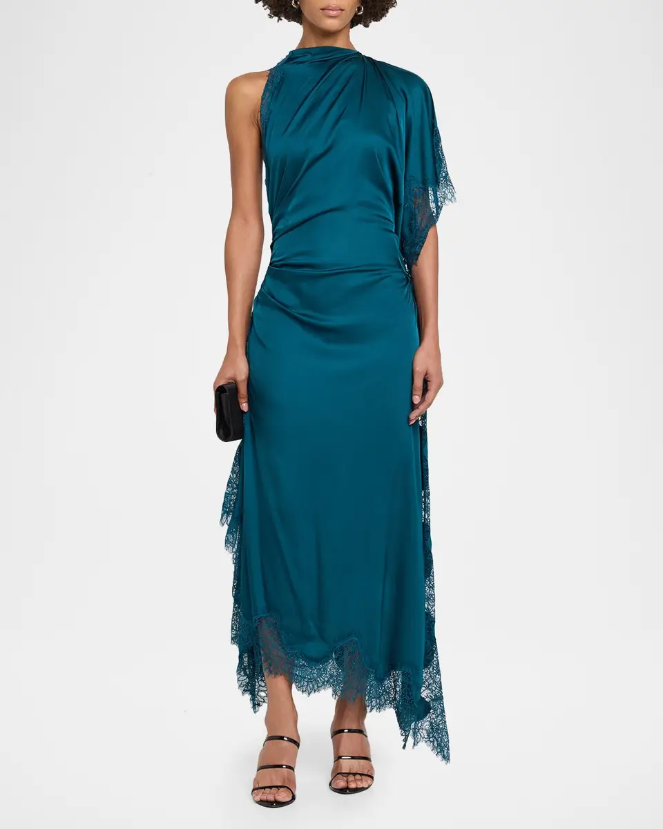 A.L.C. Miriam Draped Satin Lace Dress | Thumbnail 2 A.L.C. Miriam Draped Satin Lace Dress | Thumbnail 2