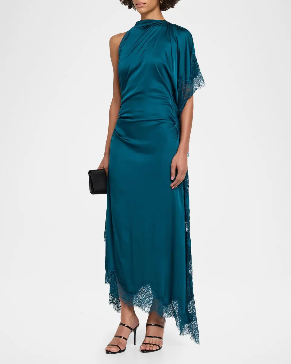 A.L.C. Miriam Draped Satin Lace Dress | Thumbnail 4 A.L.C. Miriam Draped Satin Lace Dress | Thumbnail 4
