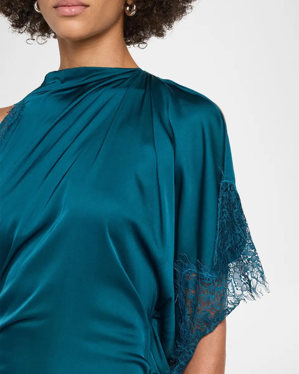 A.L.C. Miriam Draped Satin Lace Dress | Thumbnail 5 A.L.C. Miriam Draped Satin Lace Dress | Thumbnail 5