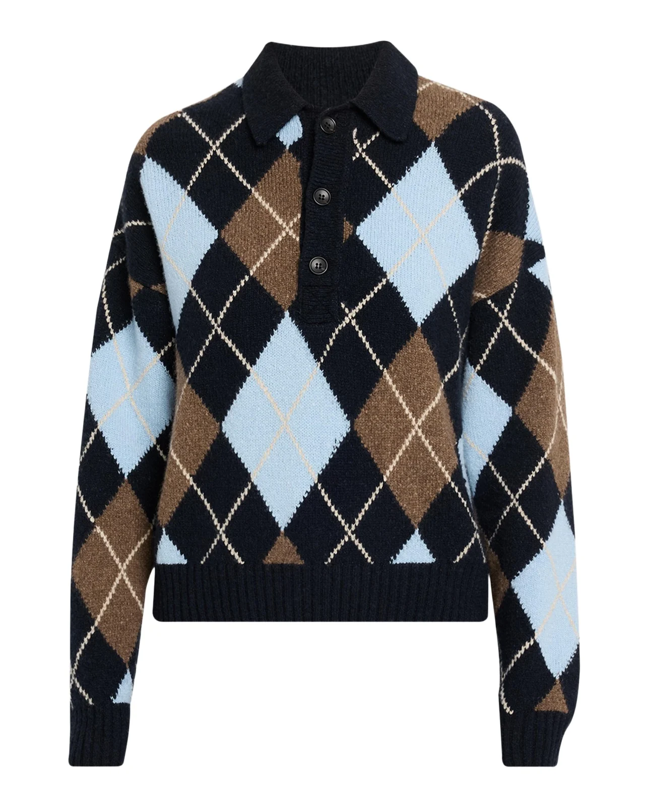 Lennon Argyle Wool-Cashmere Polo Sweater