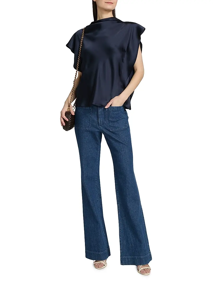 TANYA TAYLOR Women's Adrien Satin Crepe Top | Thumbnail 2