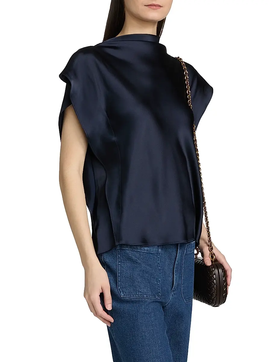 TANYA TAYLOR Women's Adrien Satin Crepe Top | Thumbnail 4