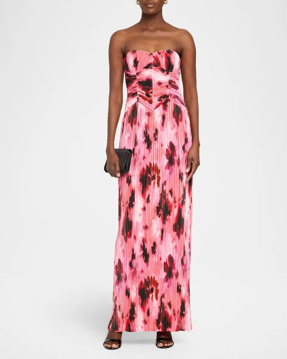 As It May Monique Floral Plissè Column Gown | Thumbnail 2 As It May Monique Floral Plissè Column Gown | Thumbnail 2