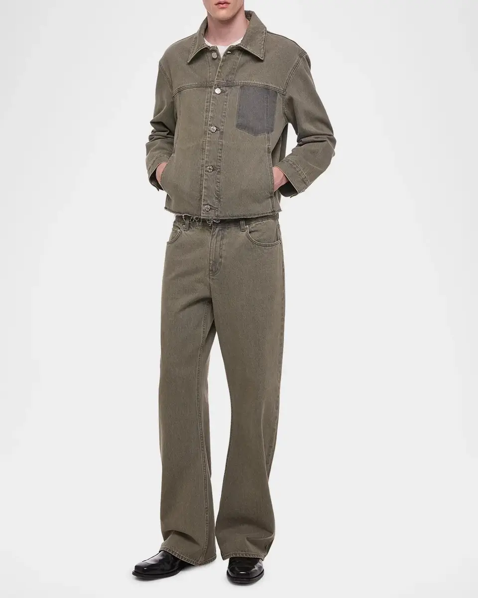 Helmut Lang Men's Raw Hem Cotton Denim Jacket | Thumbnail 2 Helmut Lang Men's Raw Hem Cotton Denim Jacket | Thumbnail 2