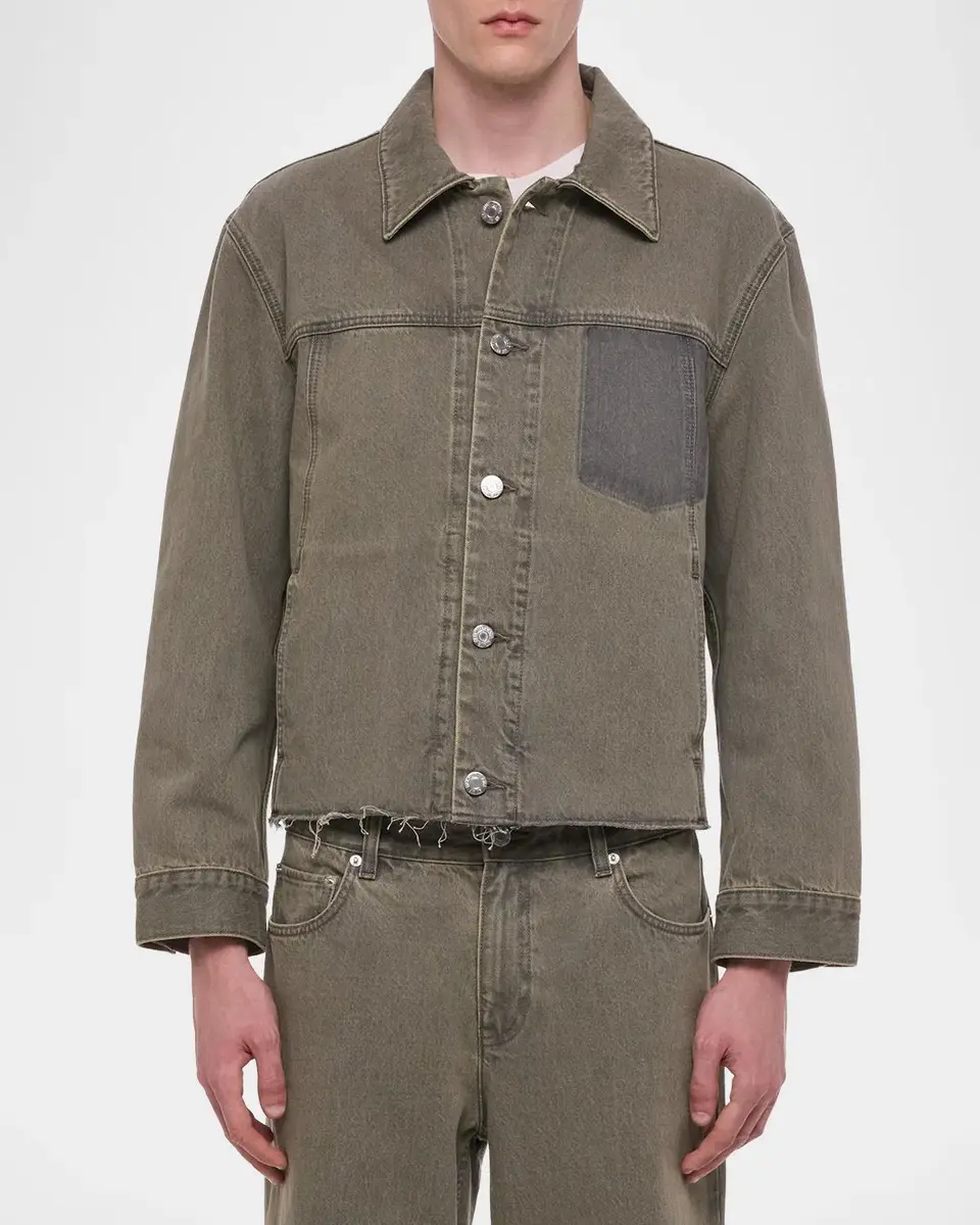 Helmut Lang Men's Raw Hem Cotton Denim Jacket | Thumbnail 4 Helmut Lang Men's Raw Hem Cotton Denim Jacket | Thumbnail 4