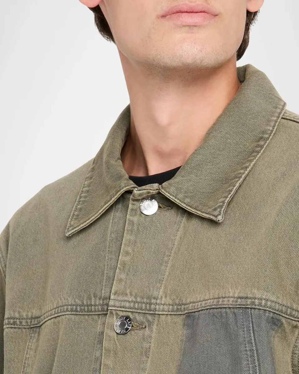 Helmut Lang Men's Raw Hem Cotton Denim Jacket | Thumbnail 5 Helmut Lang Men's Raw Hem Cotton Denim Jacket | Thumbnail 5