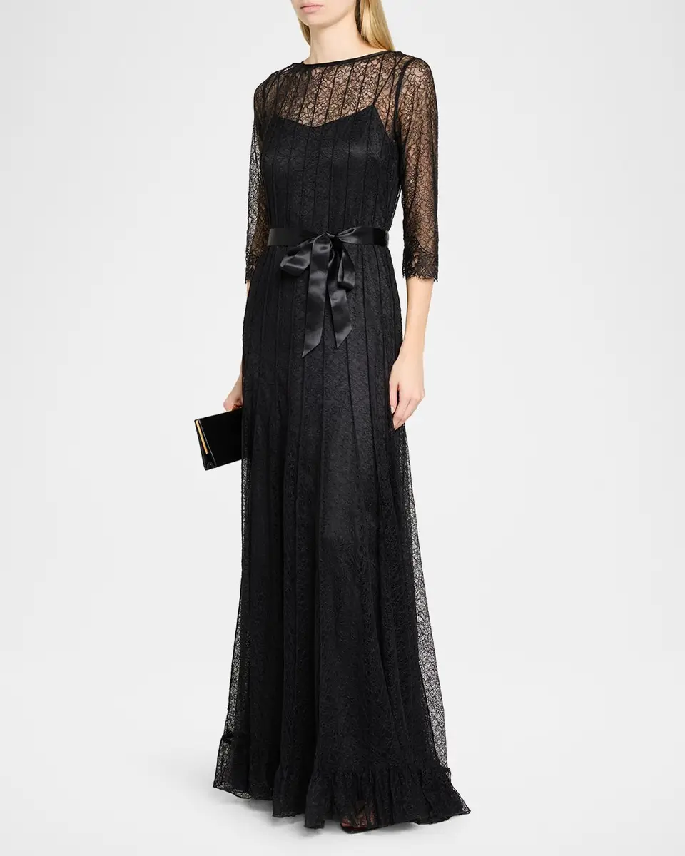 Rickie Freeman for Teri Jon Pintuck Lace Gown | Thumbnail 4